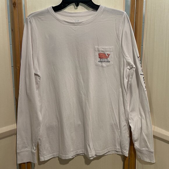 VINEYARD VINES Sz M White Happy Thanksgiving Whale Logo T-Shirt Top - Picture 1 of 8